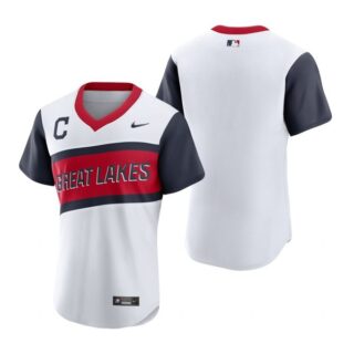 Men's Blank Cleveland Indians White Home 2021 Little League Classic Jersey