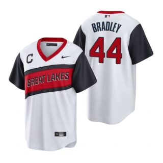 Men's #44 Bobby Bradley Cleveland Indians White Home 2021 Little League Classic Jersey