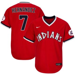 Men's Cleveland Indians #7 César Hernández 1975 Throwback Jersey - Stitched Red