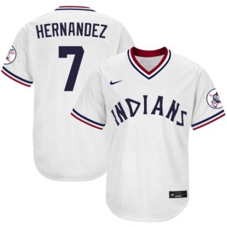 Men's Cleveland Indians #7 César Hernández 1975 Throwback Jersey - Stitched White