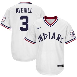 Men's Cleveland Indians #3 Earl Averill 1975 Throwback Jersey - Stitched White