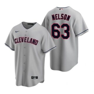 Men's Kyle Nelson Cleveland Indians Cool Base Jersey Gray