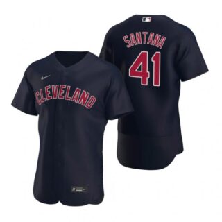 Men's Carlos Santana Cleveland Indians Flex Base Jersey Navy Cleveland