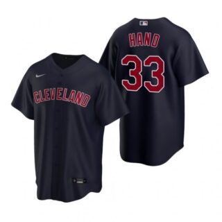 Men's Brad Hand Cleveland Indians Cool Base Jersey Navy