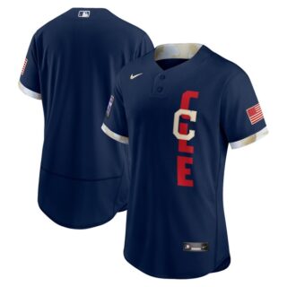 Men's - Flex Base Cleveland Indians 2021 MLB All-Star Navy Jersey Worn In-Game - Stitched
