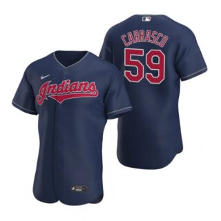 Men's Carlos Carrasco Cleveland Indians Flex Base Jersey Navy Indians