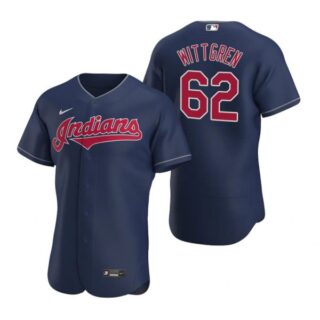Men's Nick Wittgren Cleveland Indians Flex Base Jersey Navy Indians