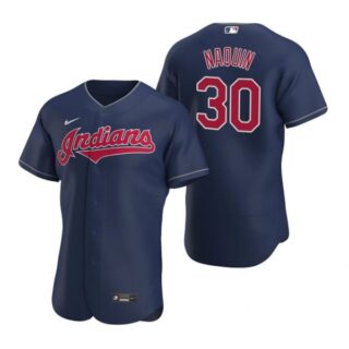 Men's Tyler Naquin Cleveland Indians Flex Base Jersey Navy Indians