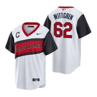 Men's #62 Nick Wittgren Cleveland Indians White Home 2021 Little League Classic Jersey