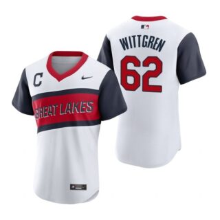 Men's #62 Nick Wittgren Cleveland Indians White Home 2021 Little League Classic Jersey