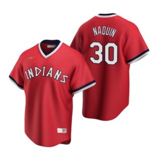 Men's Tyler Naquin Cleveland Indians Cool Base Jersey Red Cooperstown