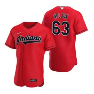 Men's Kyle Nelson Cleveland Indians Flex Base Jersey Red