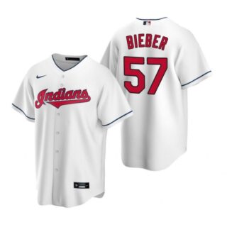 Men's Shane Bieber Cleveland Indians Cool Base Jersey White