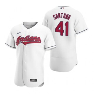 Men's Carlos Santana Cleveland Indians Flex Base Jersey White