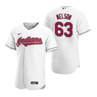 Men's Kyle Nelson Cleveland Indians Flex Base Jersey White