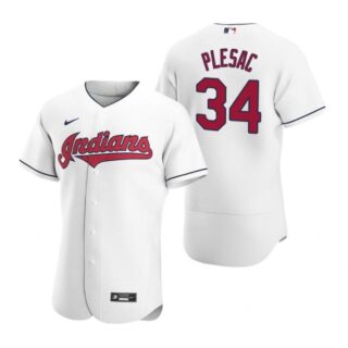 Men's Zach Plesac Cleveland Indians Flex Base Jersey White