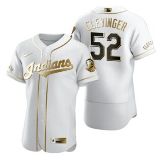 Men's Mike Clevinger Cleveland Indians Flex Base Jersey White Golden