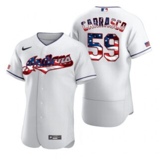 Men's Carlos Carrasco Cleveland Indians Flex Base Jersey White Stars