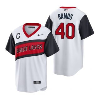 Men's #40 Wilson Ramos Cleveland Indians White Home 2021 Little League Classic Jersey