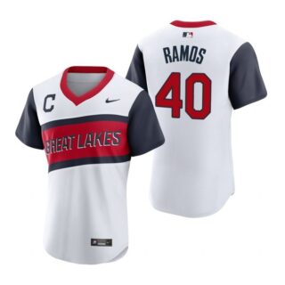 Men's #40 Wilson Ramos Cleveland Indians White Home 2021 Little League Classic Jersey