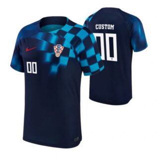 Youth Custom Croatia National Team Dark Blue Away Soccer Jersey 2022-23