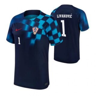 Men's Dominik Livakovic Croatia National Team Dark Blue Away Soccer Jersey 2022-23