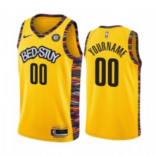 Men's Custom Brooklyn Nets Basketball Jersey Yellow