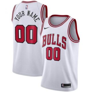 Men's Custom Chicago Bulls Basketball Jersey White Association