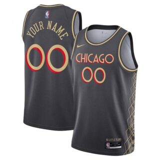Men's Custom Chicago Bulls Basketball Jersey Gray