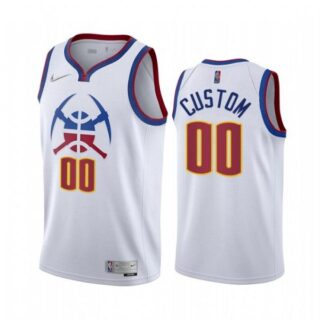 Men's Custom Denver Nuggets Basketball Jersey White