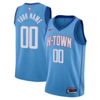 Men's Custom Houston Rockets Basketball Jersey Blue