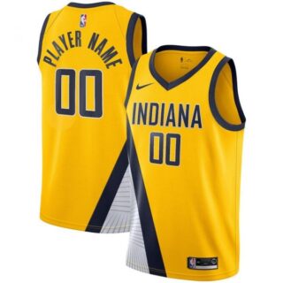 Men's Custom Indiana Pacers Basketball Jersey Yellow