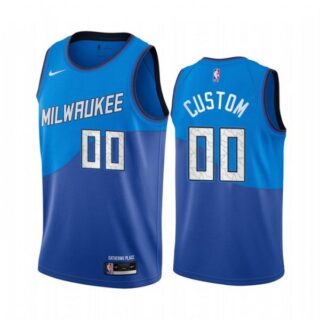 Men's Custom Milwaukee Bucks Basketball Jersey Blue