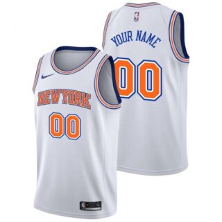 Men's Custom New York Knicks Basketball Jersey White