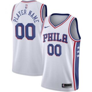 Men's Custom Philadelphia 76ers Basketball Jersey White