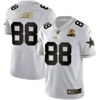 Men's CeeDee Lamb Dallas Cowboys White Golden 1960 Patch Vapor Limited Jersey Stitched