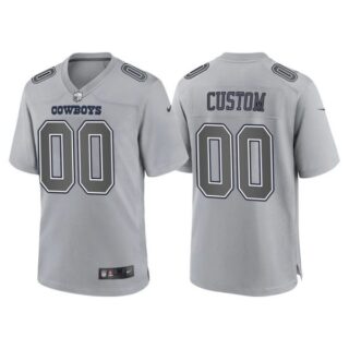 Men's Dallas Cowboys Custom Gray Atmosphere Fashion Stitched Jersey