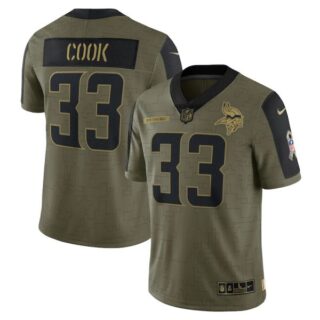 Men's #33 Dalvin Cook Minnesota Vikings Olive 2021 Salute To Service Limited Jersey