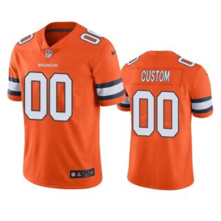 Men's Custom Denver Broncos Limited Footbal Jersey Orange Color Rush