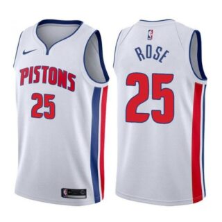 Men's Derrick Rose Detroit Pistons Basketball Jersey White Association