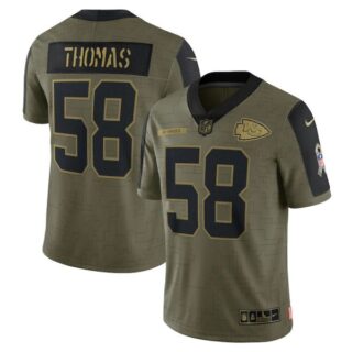 Men's #58 Derrick Thomas Kansas City Chiefs Olive 2021 Salute To Service Limited Jersey