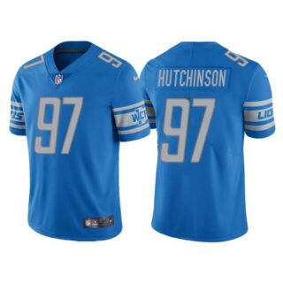 Men's Detroit Lions Aidan Hutchinson 2022 NFL Draft Stitched Jersey Blue