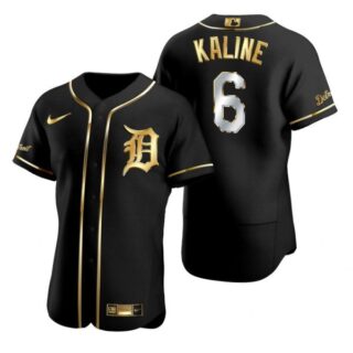 Men's Al Kaline Detroit Tigers Flex Base Jersey Black Golden