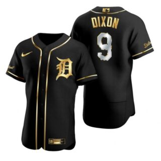 Men's Brandon Dixon Detroit Tigers Flex Base Jersey Black Golden
