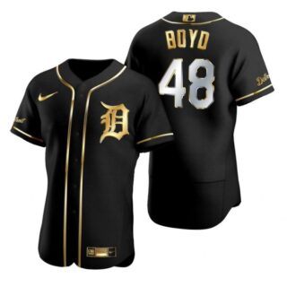 Men's Matthew Boyd Detroit Tigers Flex Base Jersey Black Golden