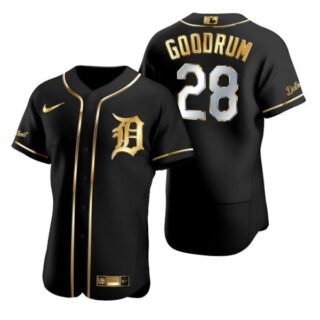 Men's Niko Goodrum Detroit Tigers Flex Base Jersey Black Golden