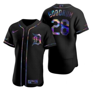 Men's Niko Goodrum Detroit Tigers Flex Base Jersey Black Holographic