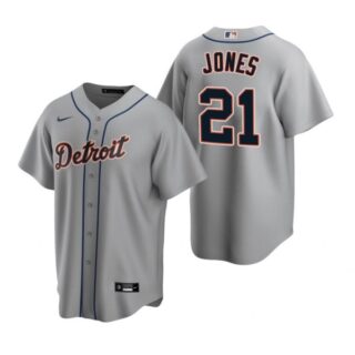 Men's Jacoby Jones Detroit Tigers Cool Base Jersey Gray