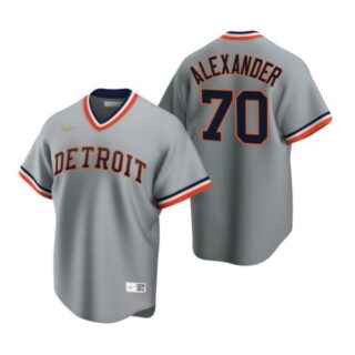 Men's Tyler Alexander Detroit Tigers Cool Base Jersey Gray Cooperstown