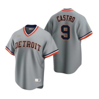 Men's Willi Castro Detroit Tigers Cool Base Jersey Gray Cooperstown